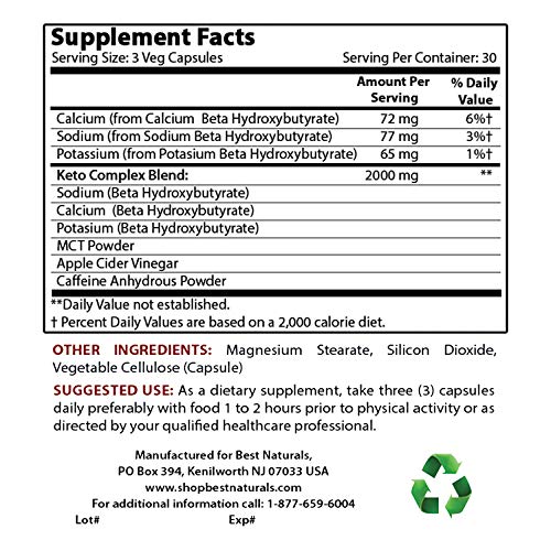 Best Naturals Keto Diet Pills Exogenous Ketones BHB Supplement, 2...