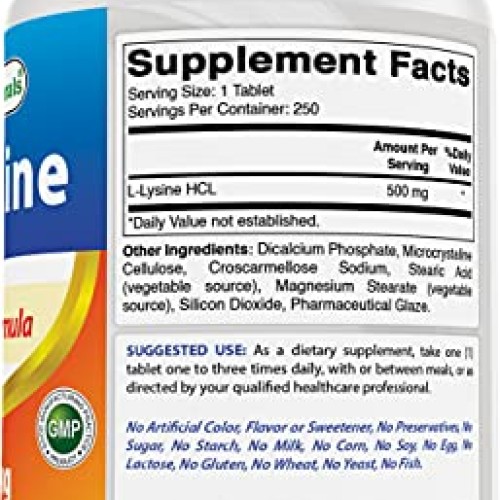 Best Naturals L-Lysine 500 mg 250 Tablets