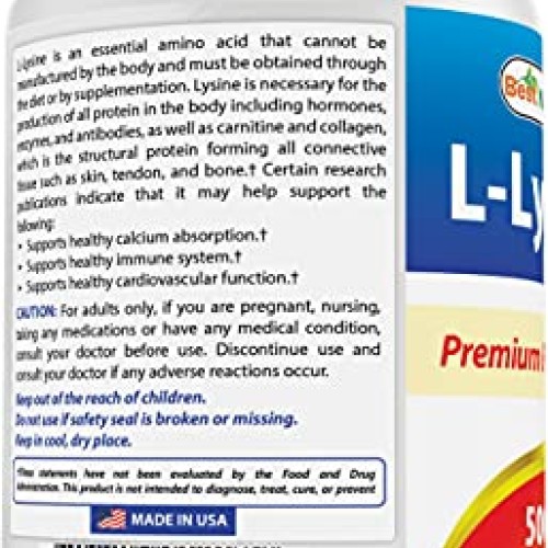 Best Naturals L-Lysine 500 mg 250 Tablets