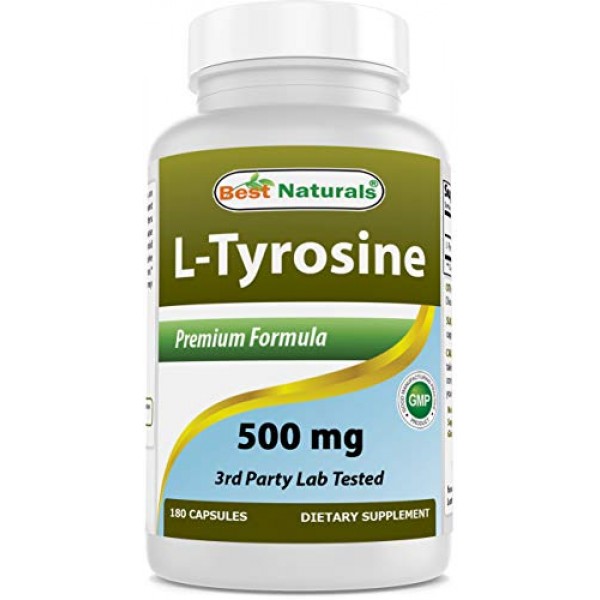 Best Naturals L-Tyrosine 500 Mg 180 Capsules - Supports Mental Al...