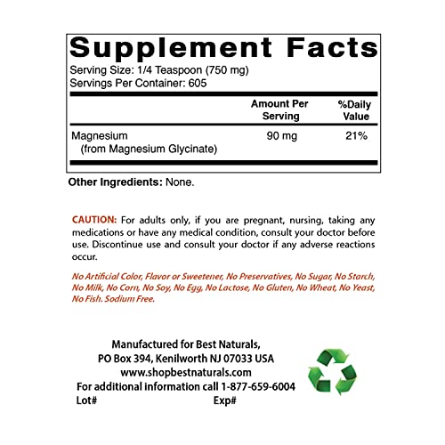 Best Naturals Magnesium Glycinate Powder - 1 Pound 1 LB Pack of...