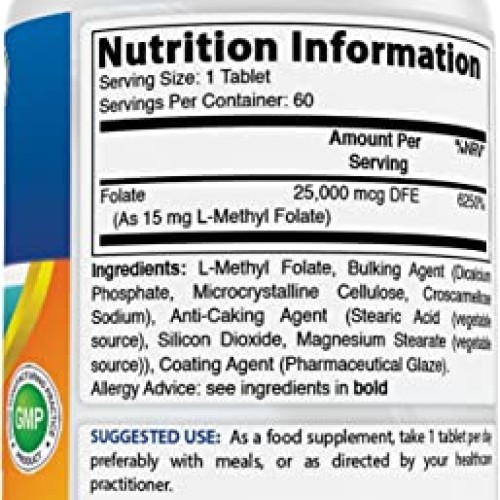 Best Naturals Methyl Folate 15000 mcg 15mg Most Bio-Available...