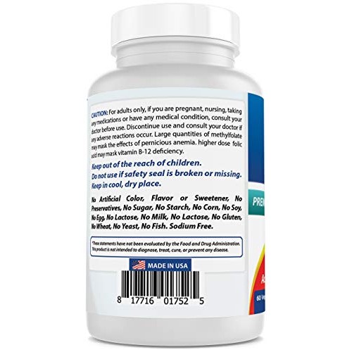 Best Naturals Methyl Folate 7500 mcg 7.5mg Most Bio-Available...
