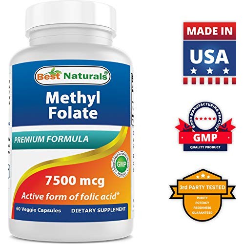 Best Naturals Methyl Folate 7500 mcg 7.5mg Most Bio-Available...