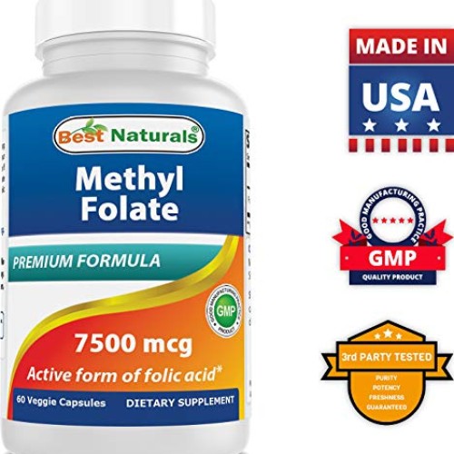 Best Naturals Methyl Folate 7500 mcg 7.5mg Most Bio-Available...