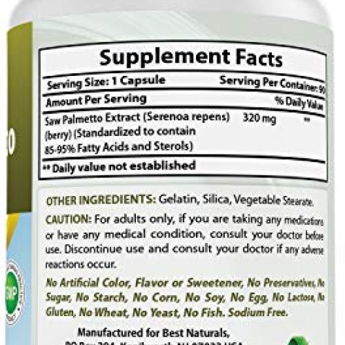 Best Naturals Saw Palmetto Extract Prostate Supplement 320 mg 90 ...