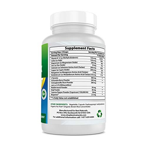 Best Naturals Thyroid Support Supplement with Iodine 90 Veggie Ca...