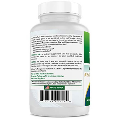Best Naturals Thyroid Support Supplement with Iodine 90 Veggie Ca...