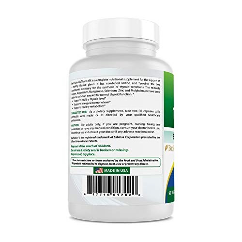 Best Naturals Thyroid Support Supplement with Iodine 90 Veggie Ca...