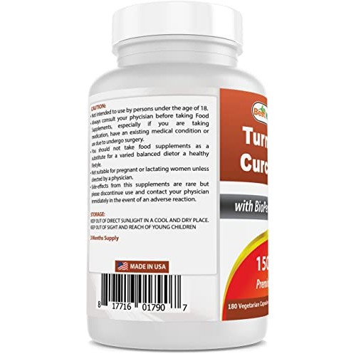 Best Naturals Turmeric Curcumin 1500mg/Serving with Bioperine - 1...