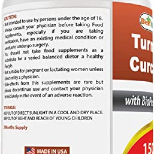 Best Naturals Turmeric Curcumin 1500mg/Serving with Bioperine - 1...