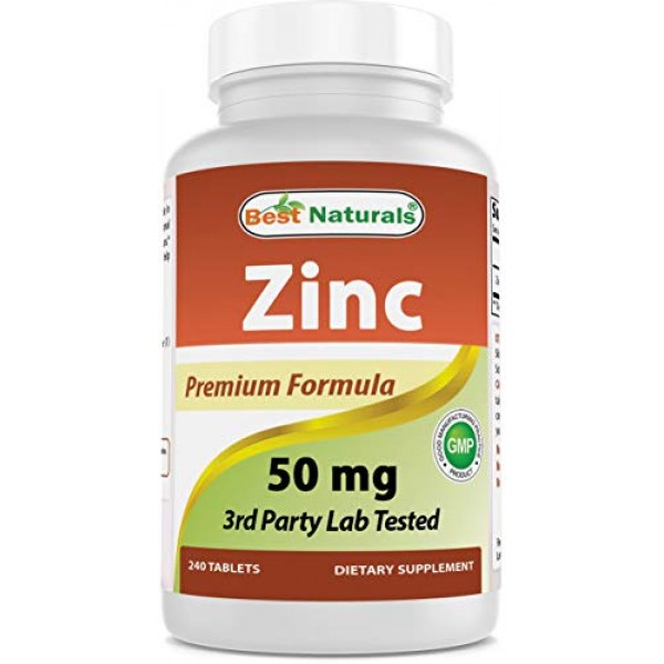 Best Naturals Zinc Supplement as Zinc Gluconate 50mg 240 Tablets ...