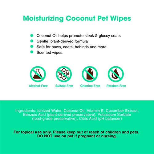 Best Pet Supplies Coconut-Scented Moisturizing Pet Wipes for Dogs...