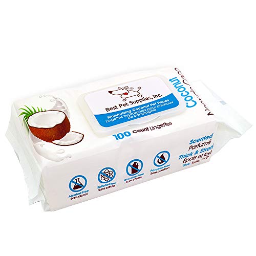 Best Pet Supplies Coconut-Scented Moisturizing Pet Wipes for Dogs...