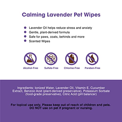 Best Pet Supplies Lavender-Scented Calming Pet Wipes for Dogs & C...