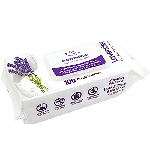 Best Pet Supplies Lavender-Scented Calming Pet Wipes for Dogs & C...