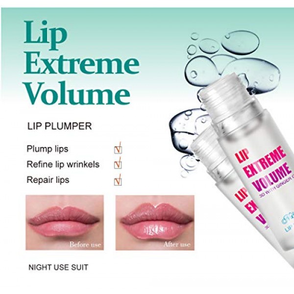 2Pcs Lip Plumper Gloss Kit, Ginger Mint Lip Serum Plumping Lip Ba...