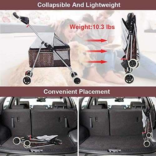 BestPet Cute Posh Pet Stroller Dogs Cats w/Cup Holder
