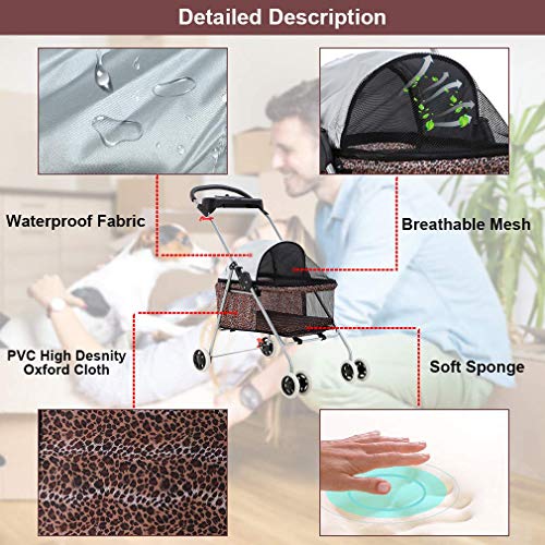 BestPet Cute Posh Pet Stroller Dogs Cats w/Cup Holder
