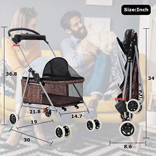 BestPet Cute Posh Pet Stroller Dogs Cats w/Cup Holder