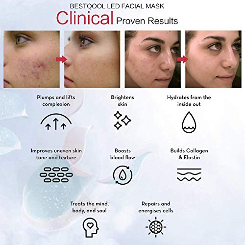 LED Face Mask Light Therapy, Bestqool LED Facial Skin Care Mask R...
