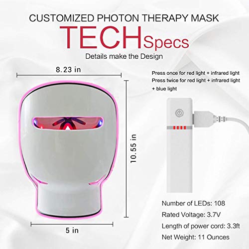 LED Face Mask Light Therapy, Bestqool LED Facial Skin Care Mask R...
