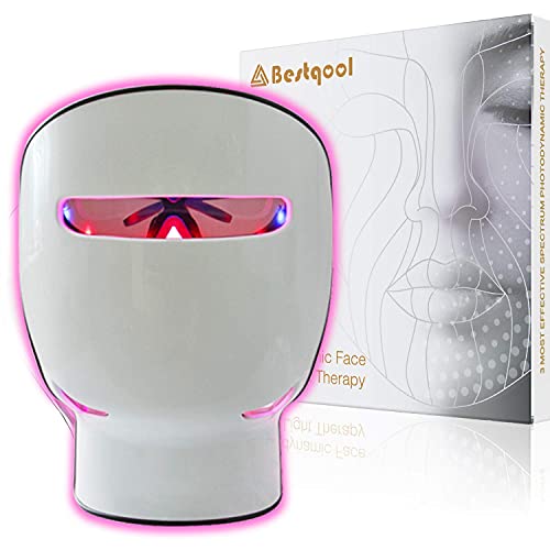 LED Face Mask Light Therapy, Bestqool LED Facial Skin Care Mask R...