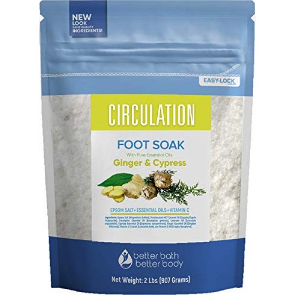 Circulation Foot Soak 32 Ounces Epsom Salt with Natural Ginger, C...