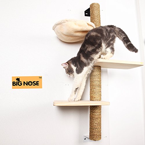 BIG NOSE- Wall Mounted Cat Scratching Post Multi Level Cat Shelve...