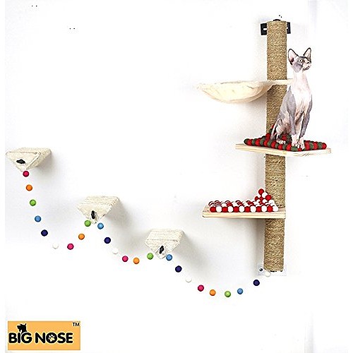 BIG NOSE- Wall Mounted Cat Scratching Post Multi Level Cat Shelve...