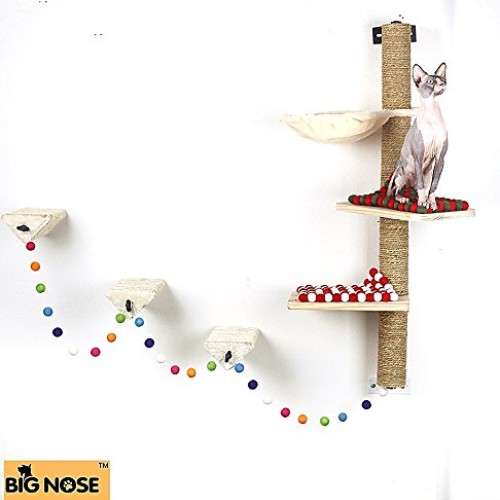 BIG NOSE- Wall Mounted Cat Scratching Post Multi Level Cat Shelve...
