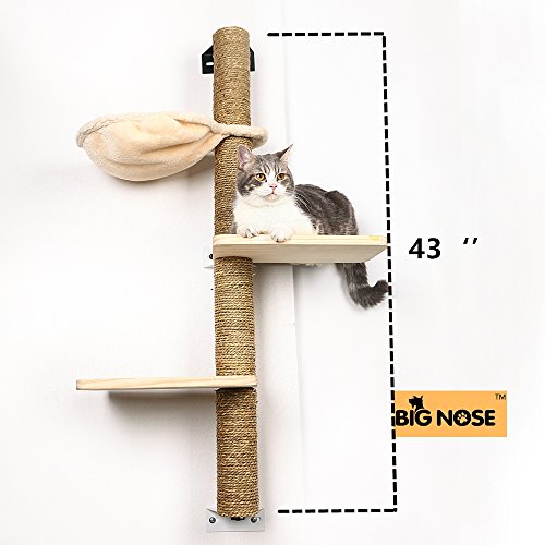 BIG NOSE- Wall Mounted Cat Scratching Post Multi Level Cat Shelve...