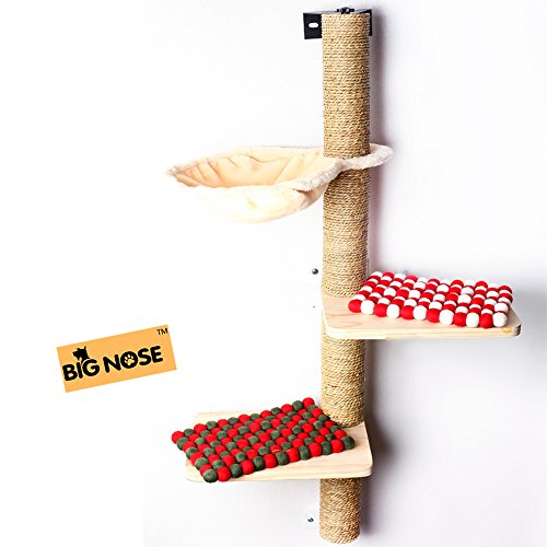 BIG NOSE- Wall Mounted Cat Scratching Post Multi Level Cat Shelve...