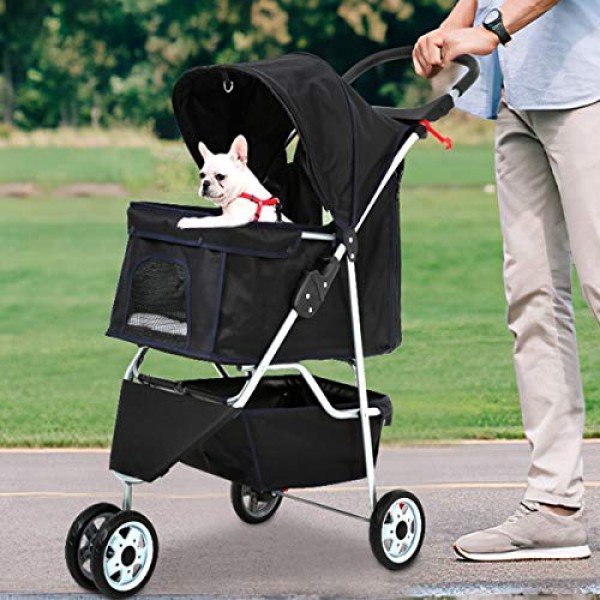 3 Wheels Pet Stroller Large/Small Dog Stroller for Dog Cat Stroll...