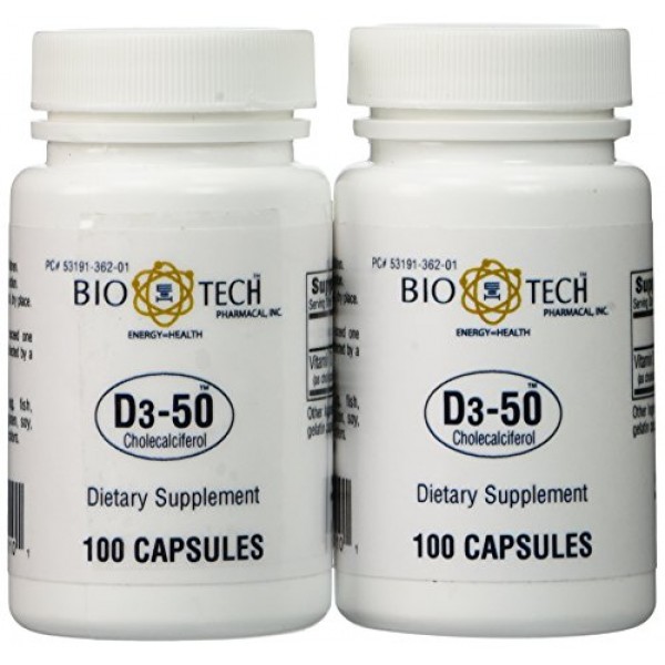 Bio-Tech - D3-50 50,000 IU, 100 Capsules Pack of 2
