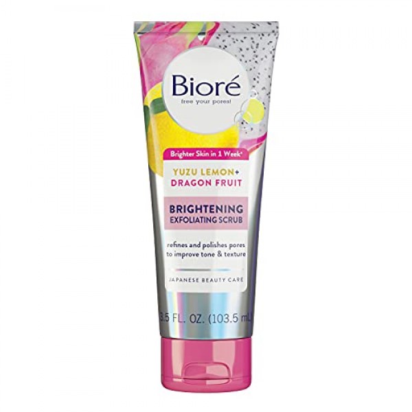 Bioré Brightening Exfoliating Scrub, Pink 3.5 Fl Oz