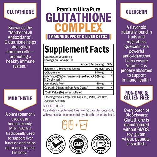Glutathione Supplement with Vitamin C Milk Thistle Alpha Lipoic A...