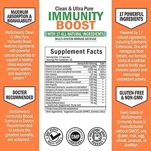 Immune Support Supplement with Vitamin C 1000mg Zinc Elderberry G...
