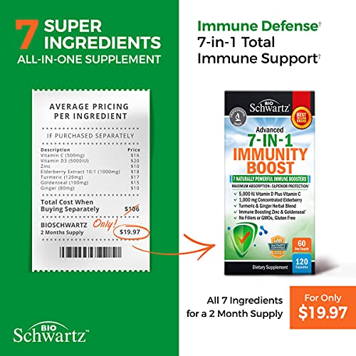 Immune Support Supplement with Zinc Vitamin C Vitamin D 5000 IU E...