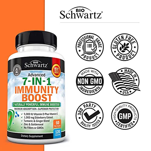 Immune Support Supplement with Zinc Vitamin C Vitamin D 5000 IU E...