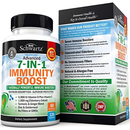 Immune Support Supplement with Zinc Vitamin C Vitamin D 5000 IU E...