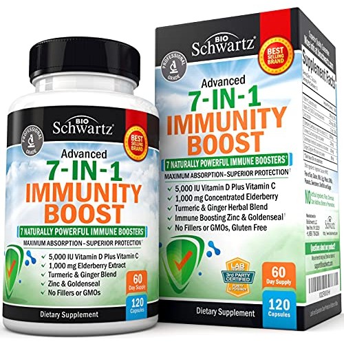 Immune Support Supplement with Zinc Vitamin C Vitamin D 5000 IU E...