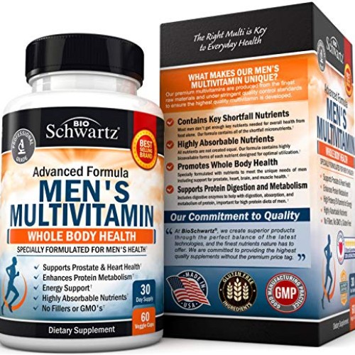 Mens Multivitamin Advanced Formula with Zinc, A, B, C, D3, E Vit...