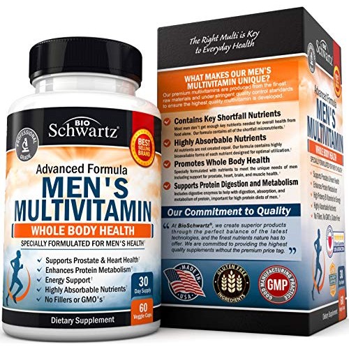 Mens Multivitamin Advanced Formula with Zinc, A, B, C, D3, E Vit...