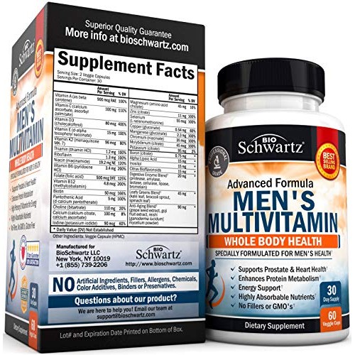 Mens Multivitamin Advanced Formula with Zinc, A, B, C, D3, E Vit...