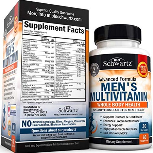 Mens Multivitamin Advanced Formula with Zinc, A, B, C, D3, E Vit...