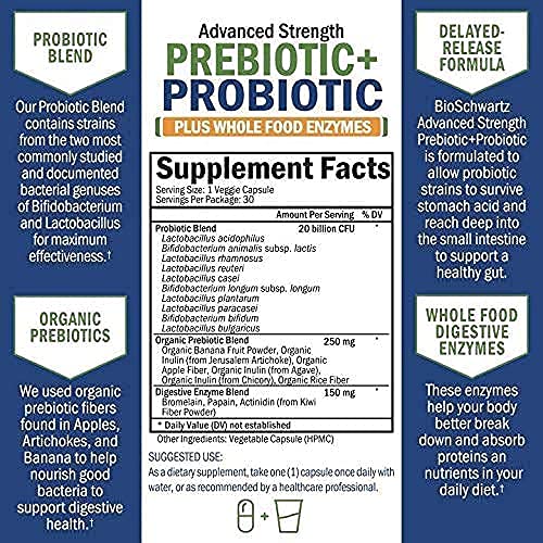 Prebiotics and Probiotic with Whole Food Enzymes for Adults Women...