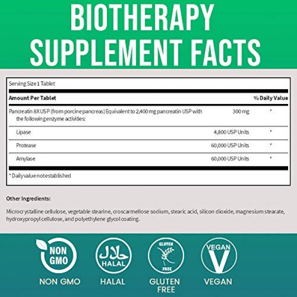 Biotherapy Digestive Enzymes Tablets - Dietary Enzyme Supplement ...