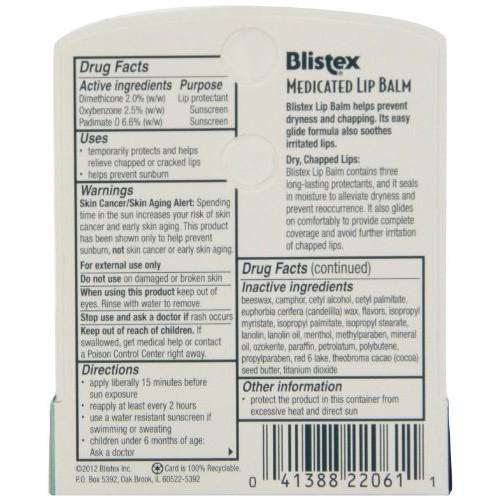 Blistex Medicated Lip Balm, SPF 15, .15 oz