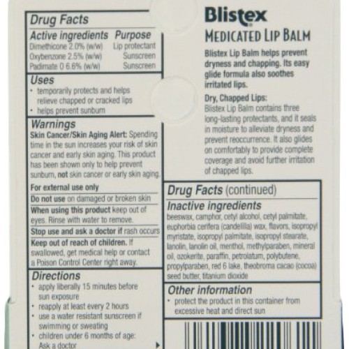 Blistex Medicated Lip Balm, SPF 15, .15 oz